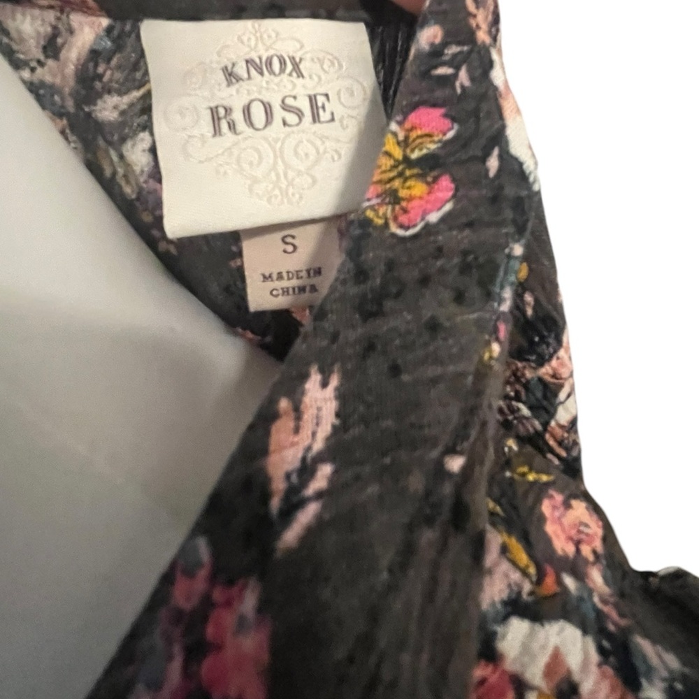 Knox Rose Boho Floral Print Smocked Dress Sz Small - Picture 6 of 6
